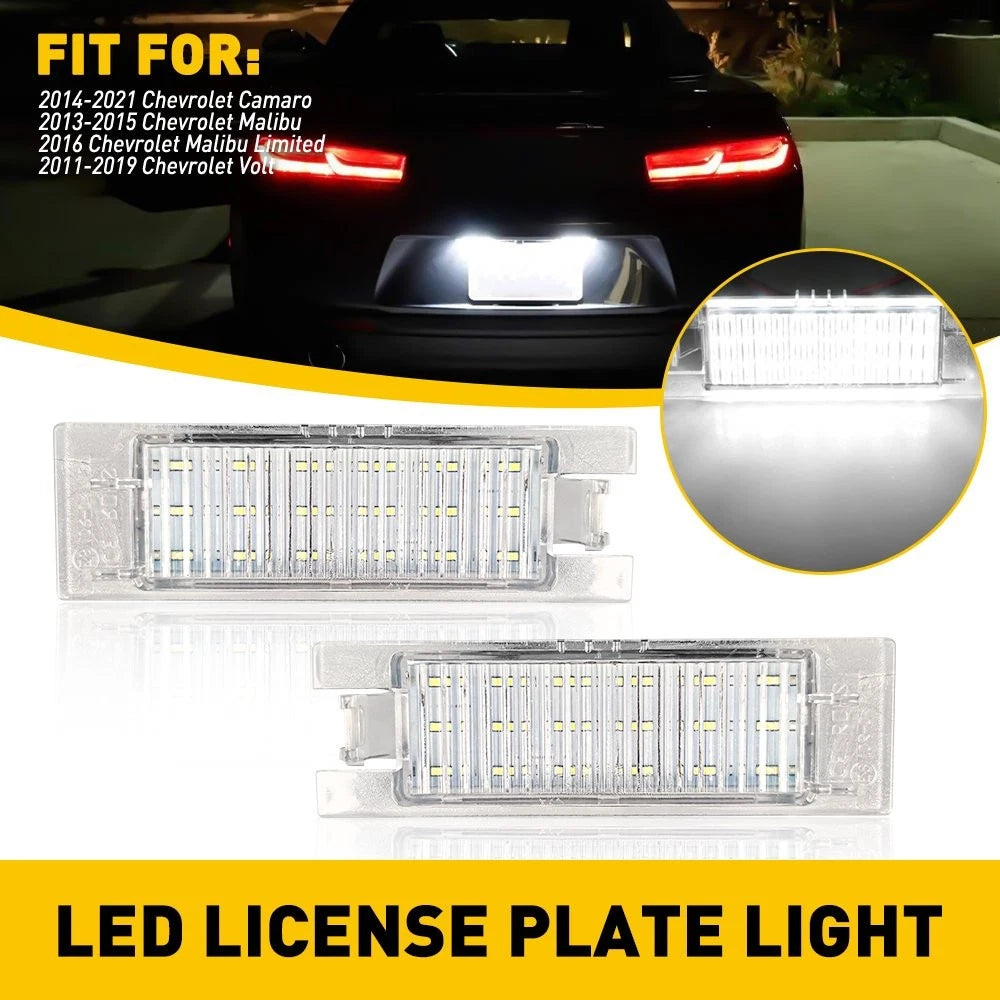 Set of 2 Diamond White LED License Plate Lights for Chevy Camaro Malibu Volt (2014–2021)