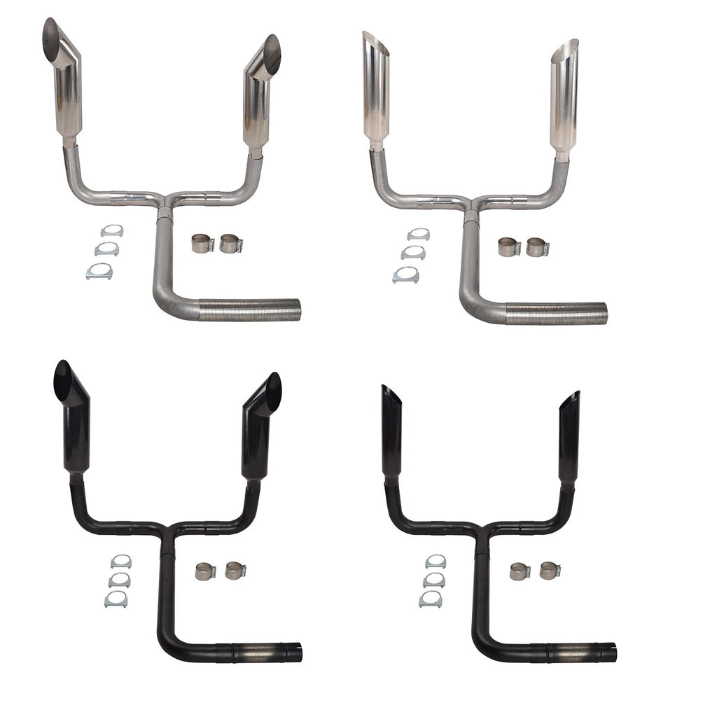 Dual Smoker Diesel Exhaust Stack T Pipe + 2X 4"/5" In 7"/8" Out Tips for