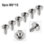 Set of 6 Titanium M5x15mm Torx Head Self Tapping Screws