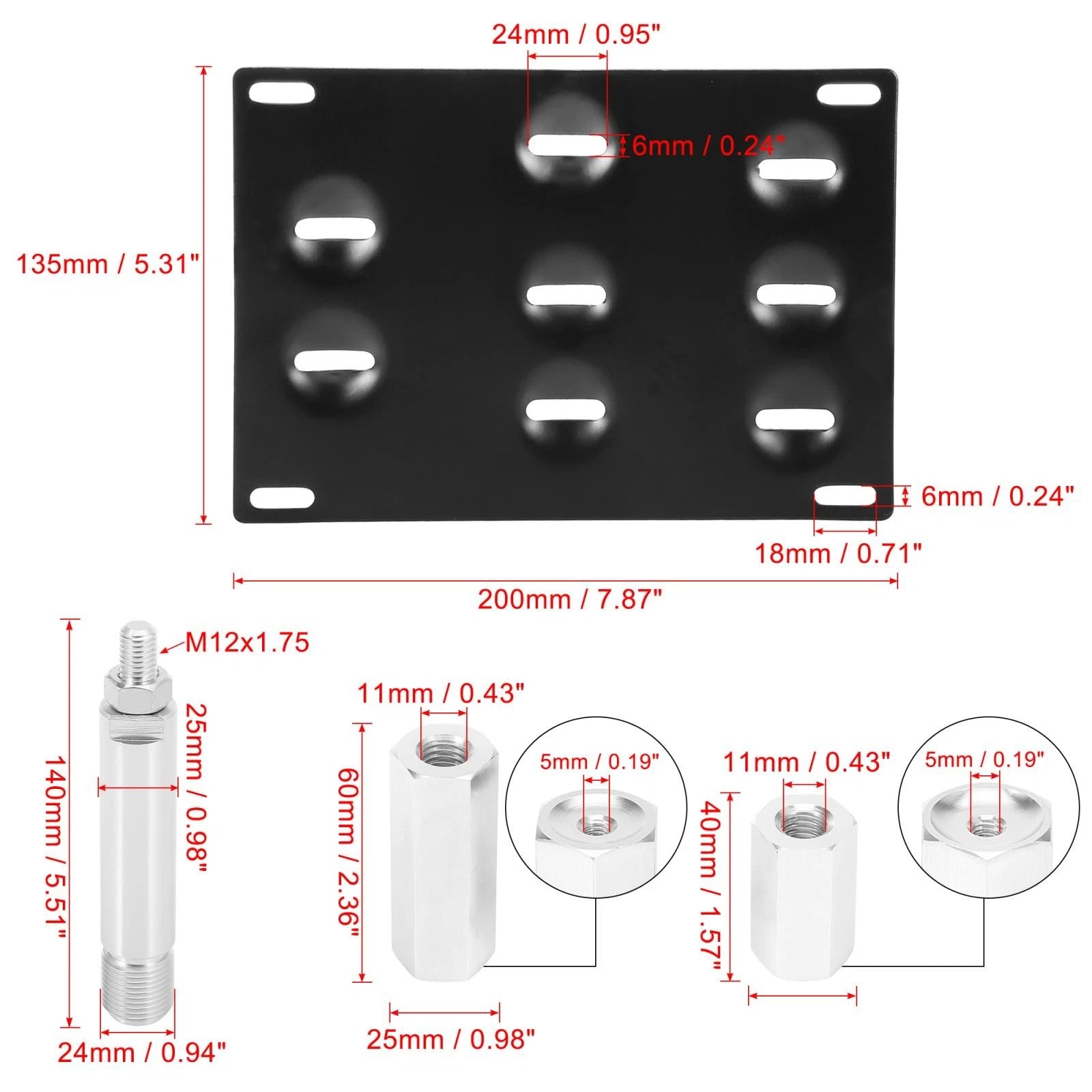 Tow Hook License Plate Bracket Set for Toyota Yaris (Old)