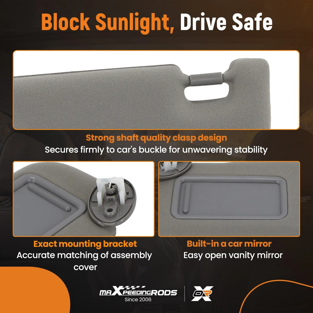 Driver Side Sun Visor for Toyota Camry (2012-2017) Gray