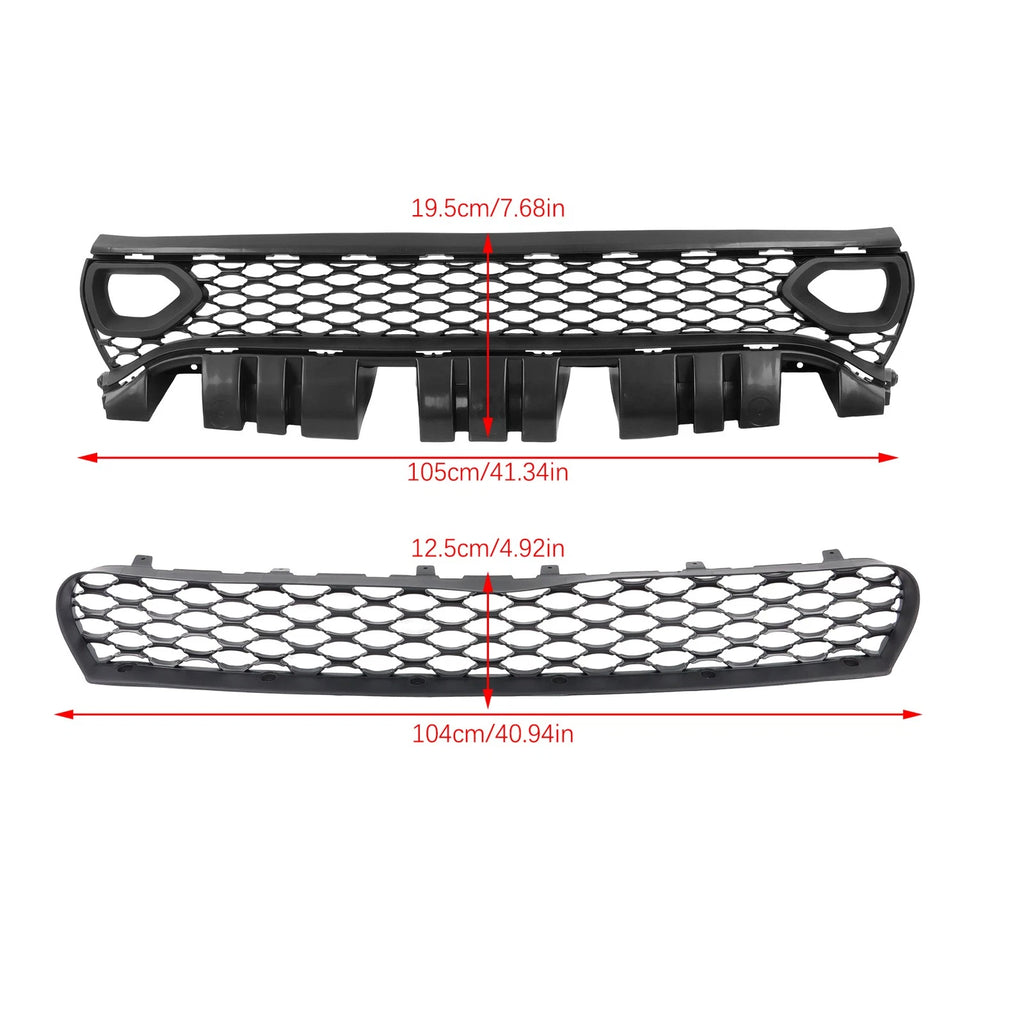 Grille Kit for Dodge Charger SRT (2015–2023) Black Front Upper + Lower