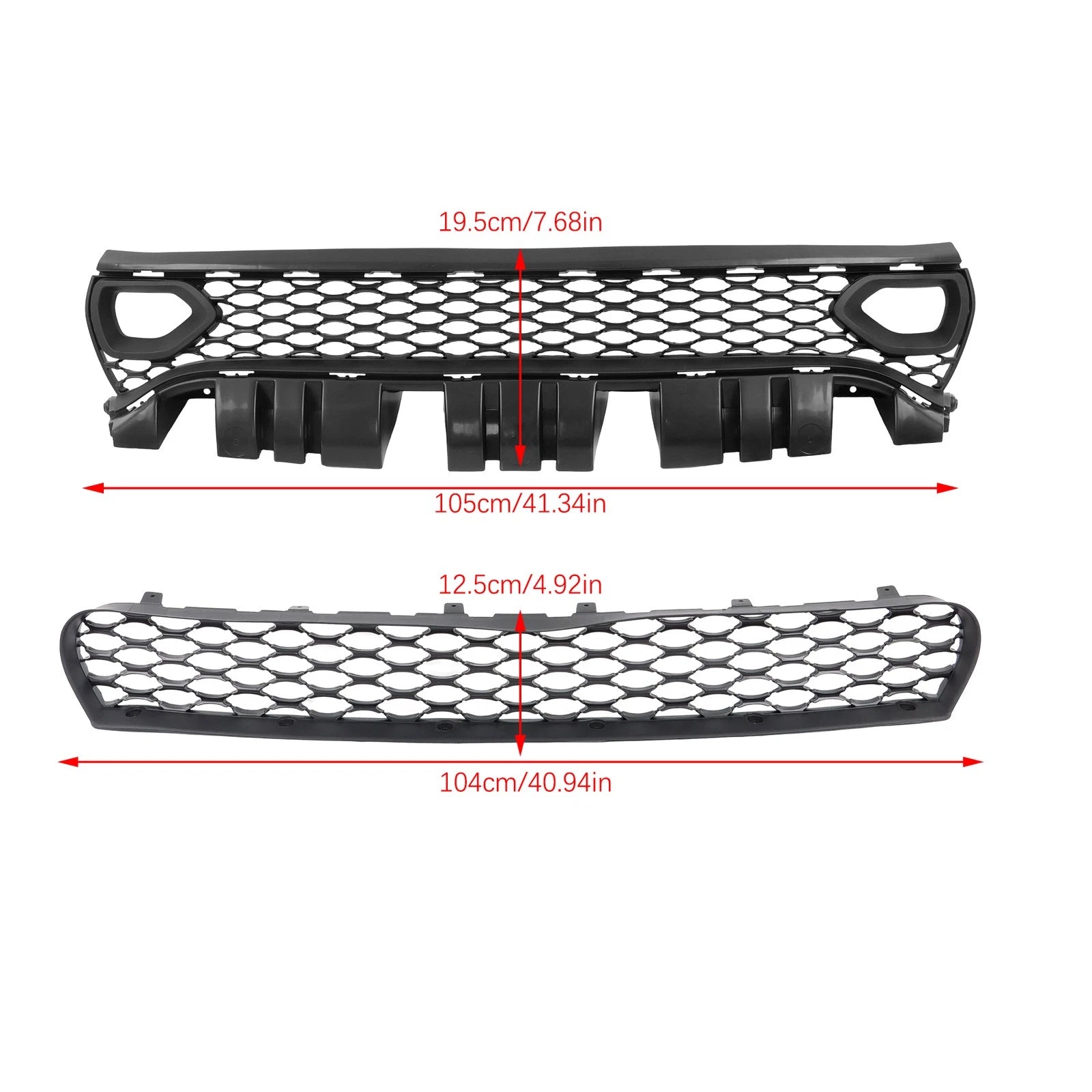 Grille Kit for Dodge Charger SRT (2015–2023) Black Front Upper + Lower