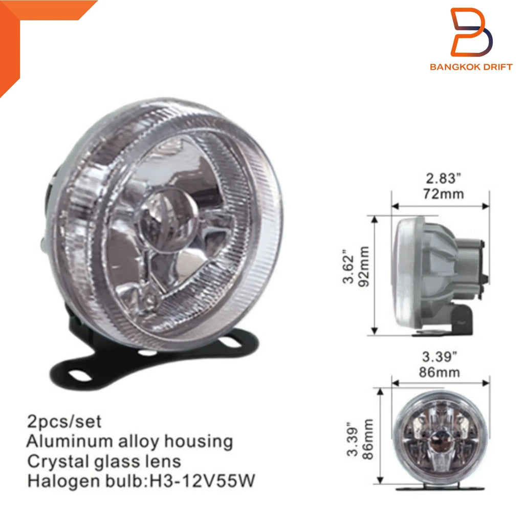 3" Clear Glass Lens Fog Light for Universal Bumper Lamp H3 12V 55W