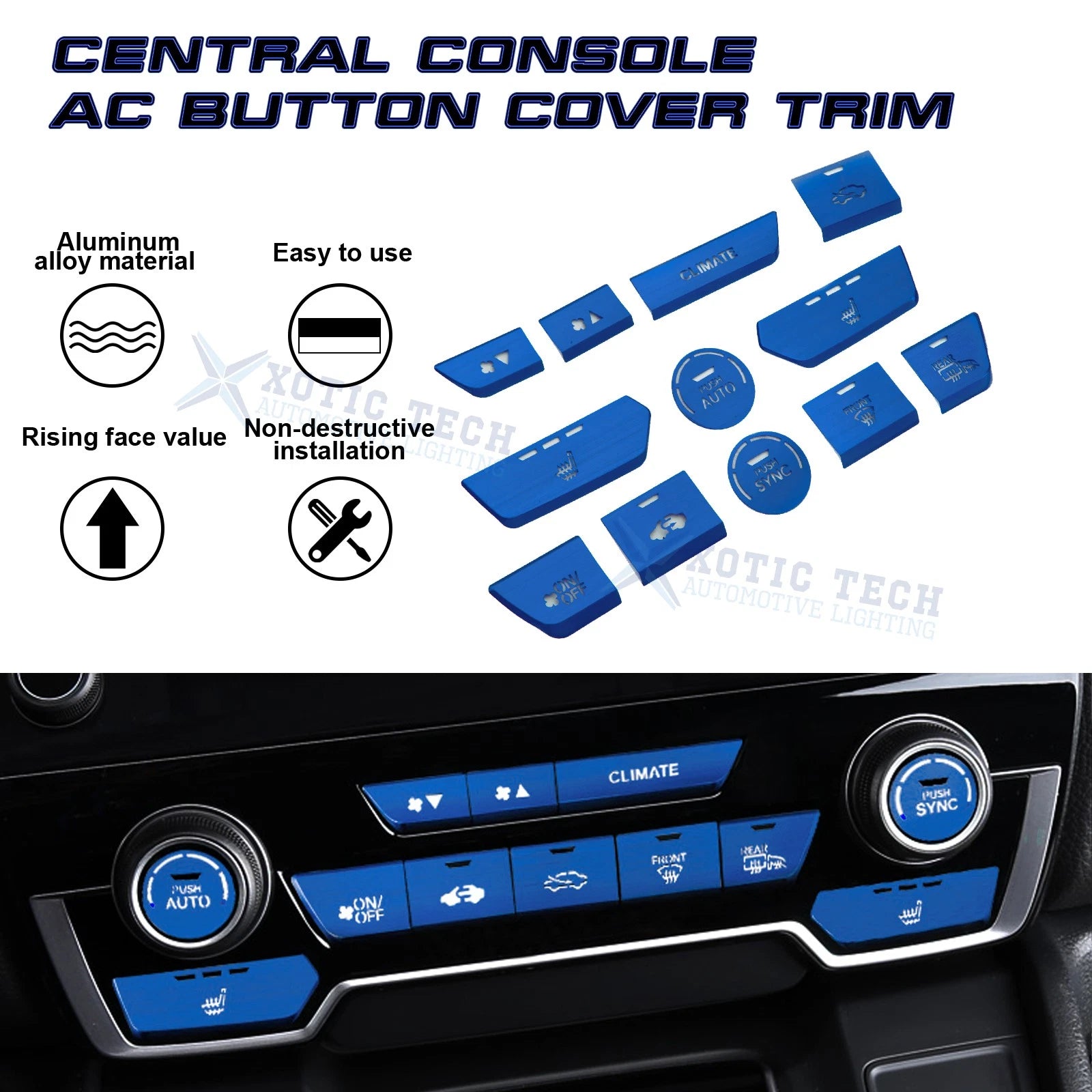 Aluminum Center Dashboard Switch Cover for Honda CR-V (2017-2022)