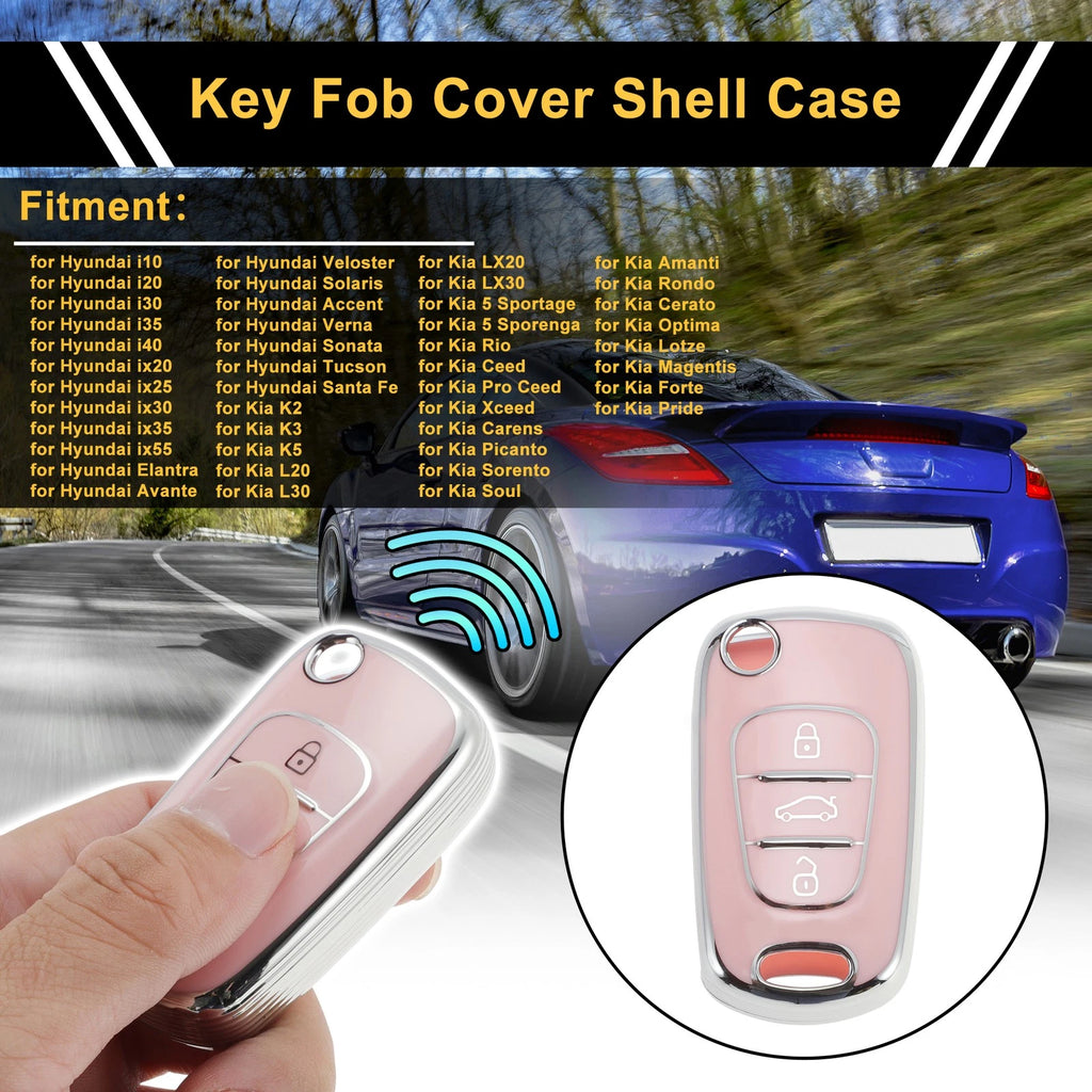 Car Key Case for Hyundai i10 i20 i30 i35 ix20 ix25 ix30 ix35 (3 Buttons)
