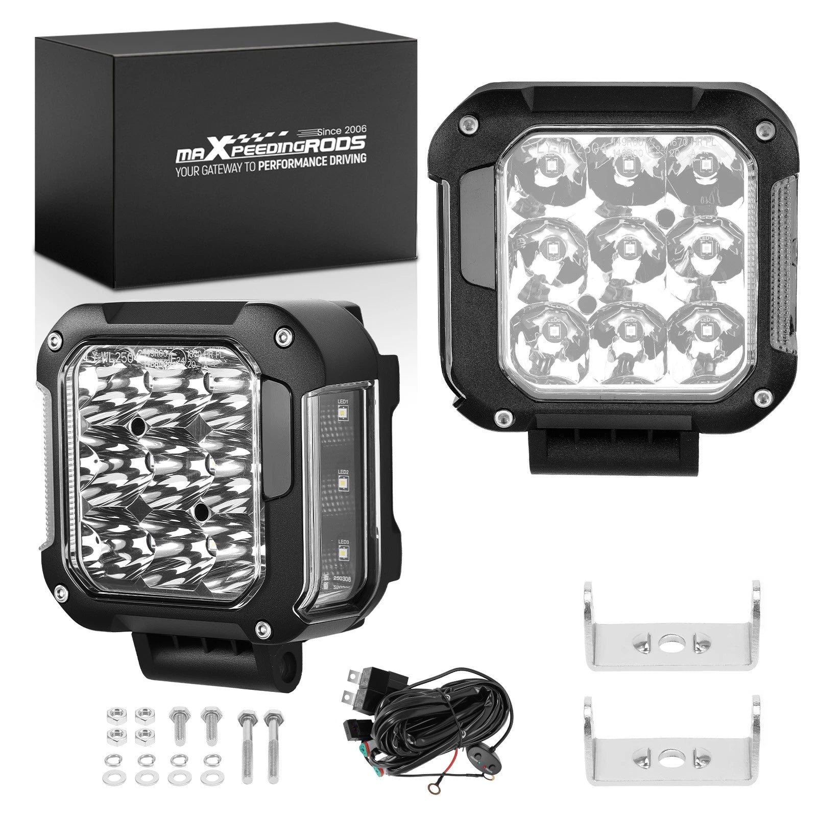 4-Inch LED Off-Road Light for Truck SUV ATV (90W, Spot Beam, Amber, 9000LM)