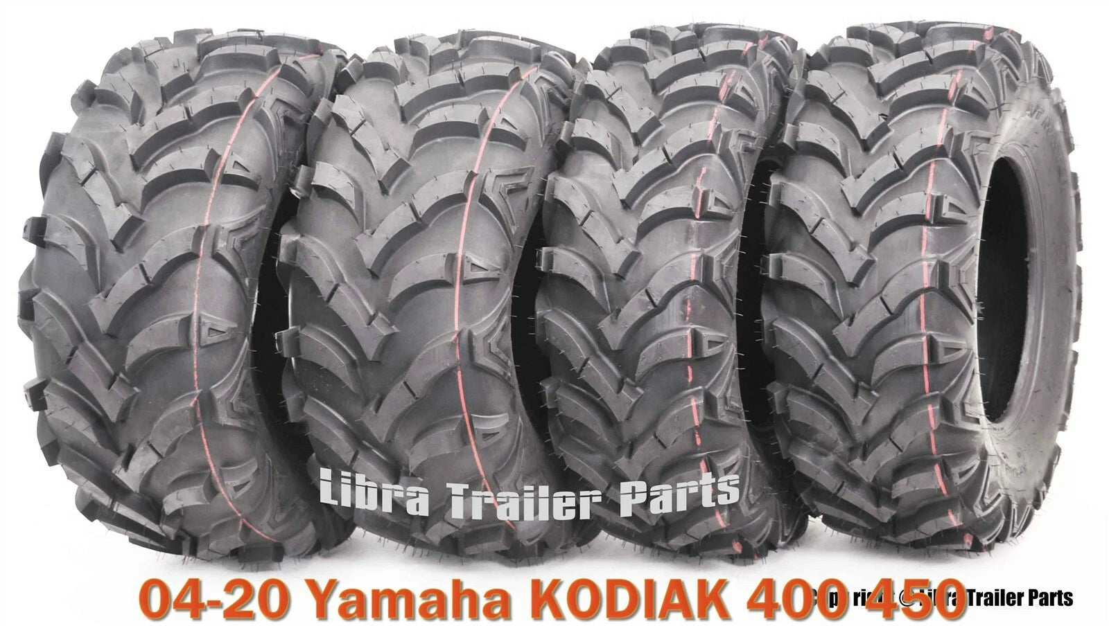 Set of 4 ATV Solid Mud Tires 25X8X12 & 25X10X12 for Yamaha Kodiak 400 450 (2004–2020)