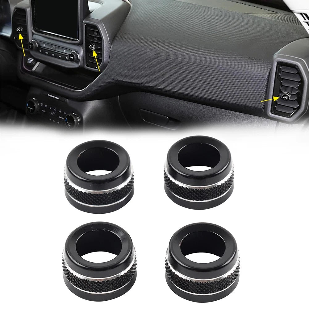 Center Air Conditioner Outlet Vent Ring Cover for Ford Bronco Sport (2021–2024) Black