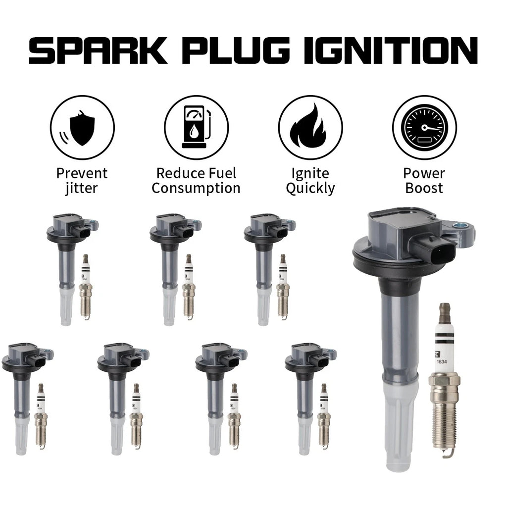 Set of 8 Ignition Coils + 8 Spark Plugs for Ford F-150 (2011–2016) UF622