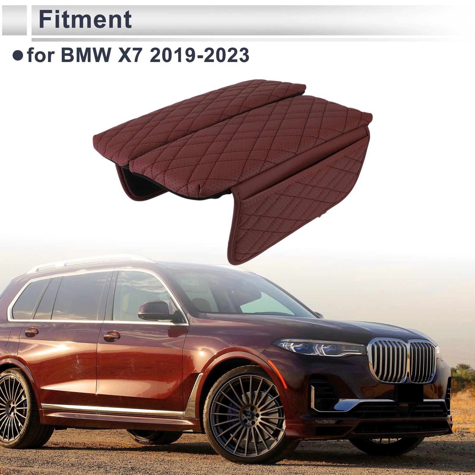 Car Center Console Cover with Storage Bag for BMW X7 (2019–2023) Red