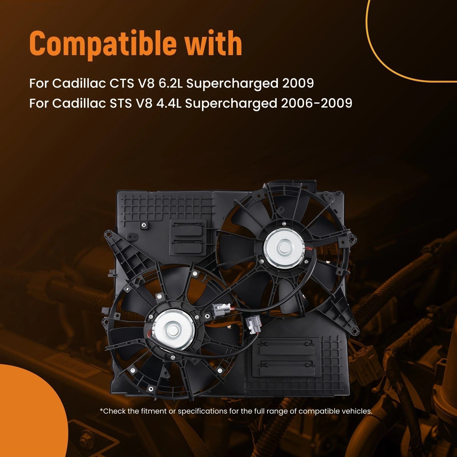 Electric Cooling Fan for Cadillac CTS V8 2009 (19129772, 240W)