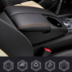 Leather Console Lid Armrest Cover for Audi Q7 (2007–2015) Orange Stitch