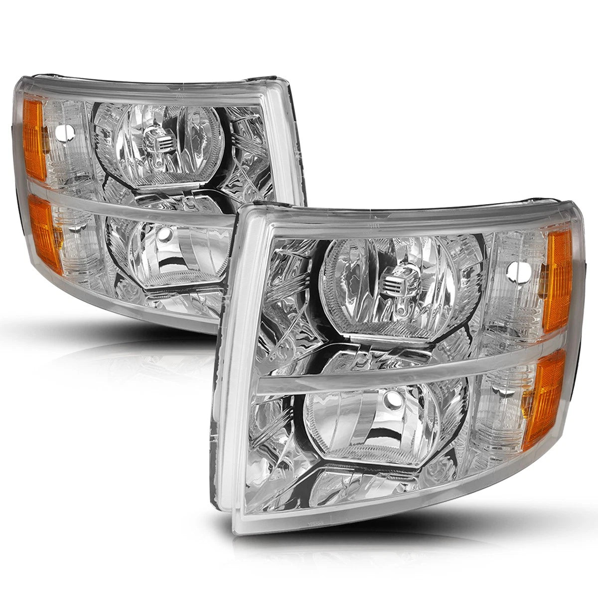 Headlight Lamp Replacement for Chevy Silverado (2007–2014) Chrome Housing
