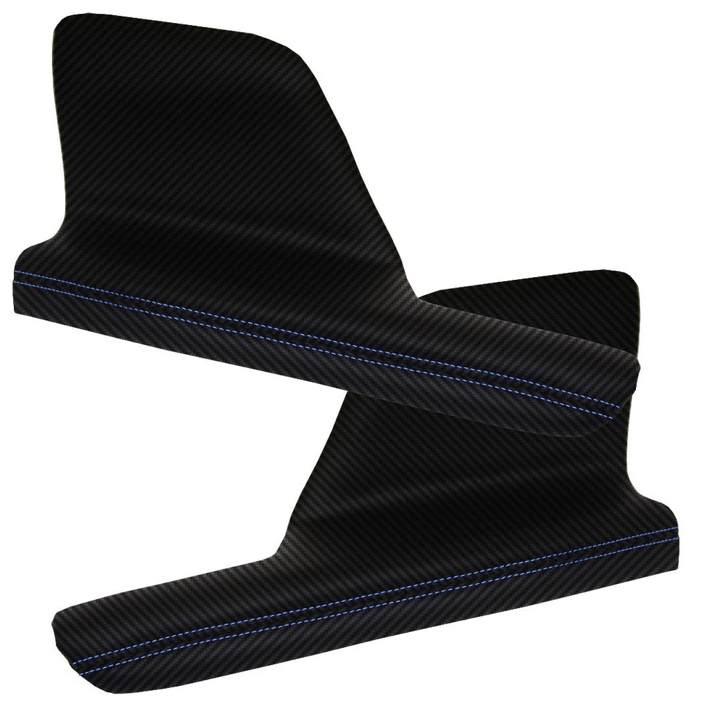 2X Door Armrest PVC Carbon Fiber for Honda Odyssey (2011–2017) Blue Stitch