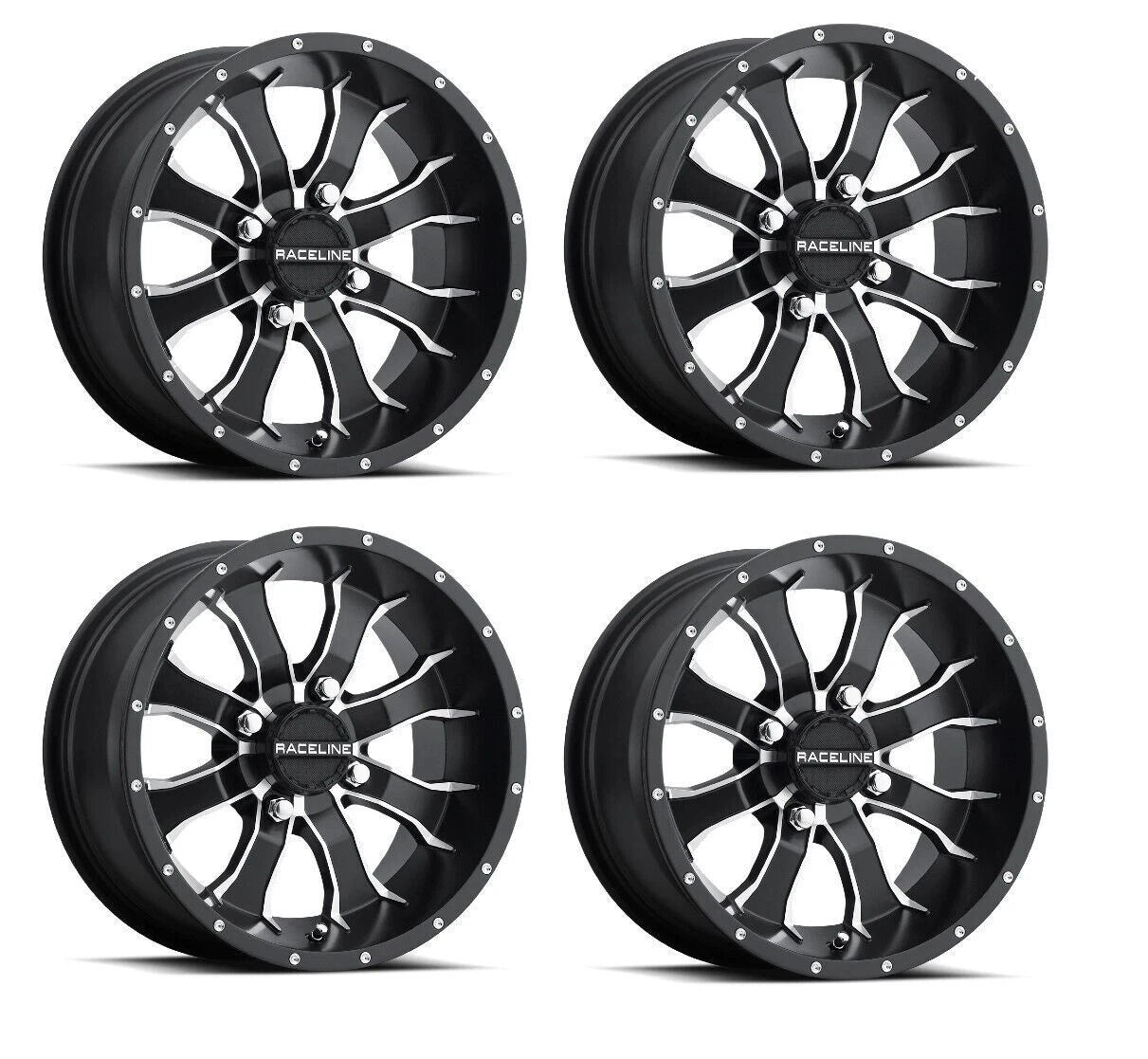 Set of 4 Raceline A77 Mamba 12x7 Wheels for Polaris RZR (2022–2023)