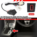 USB-A QC3.0 Charger Switch Button Socket for Volkswagen Passat CC (2011)