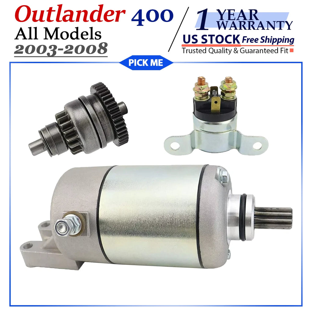 Starter Motor for Can-Am Bombardier Outlander 400 (2003–2008) W/Bendix & Relay