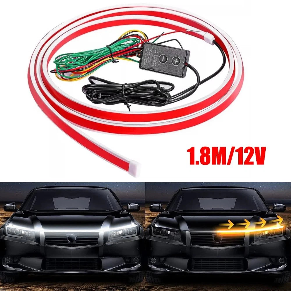 Dynamic LED Hood Light Strip for - White Amber Sequential