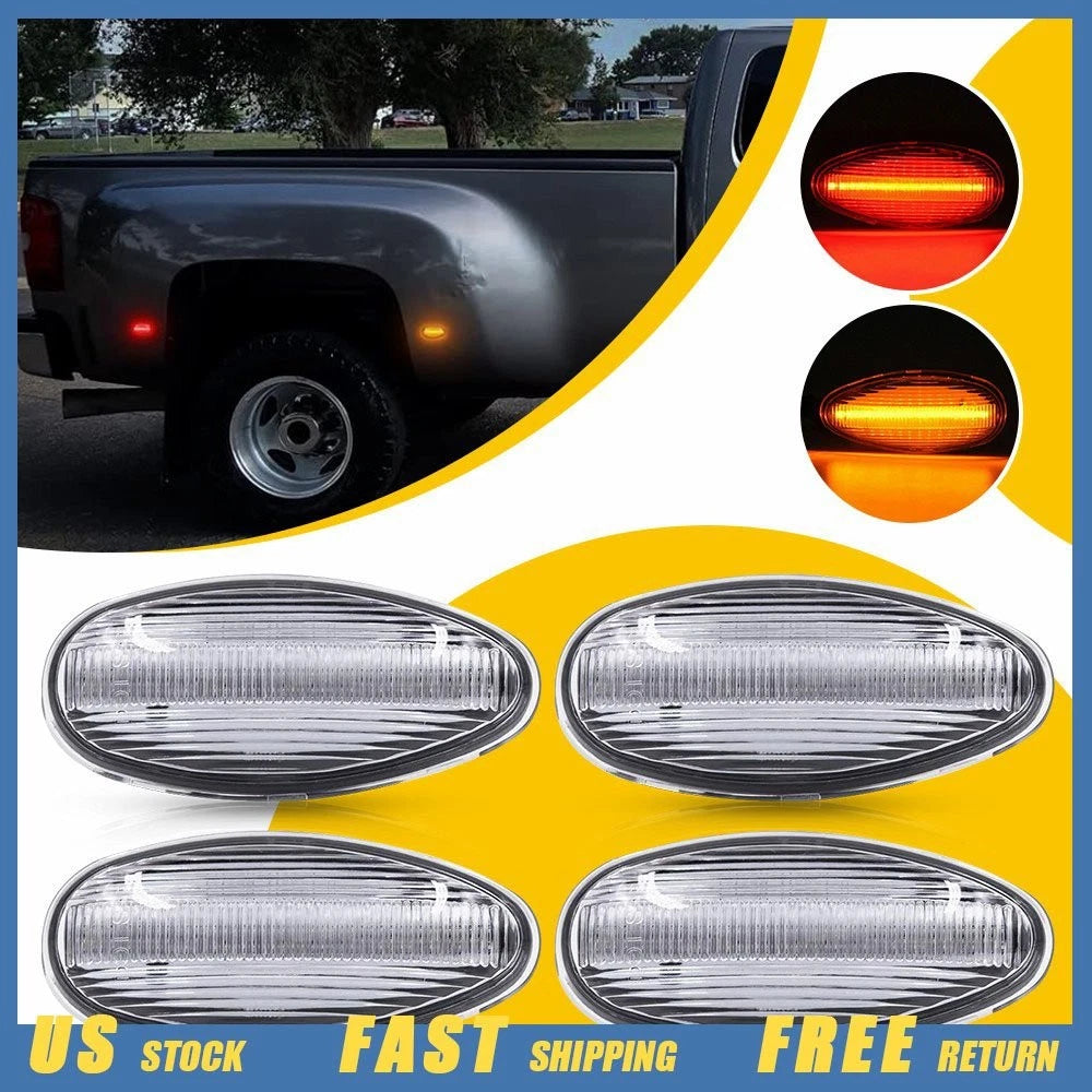 4PC Clear LED Lens Side Marker Light for Silverado 2500 3500 HD (2001–2014)