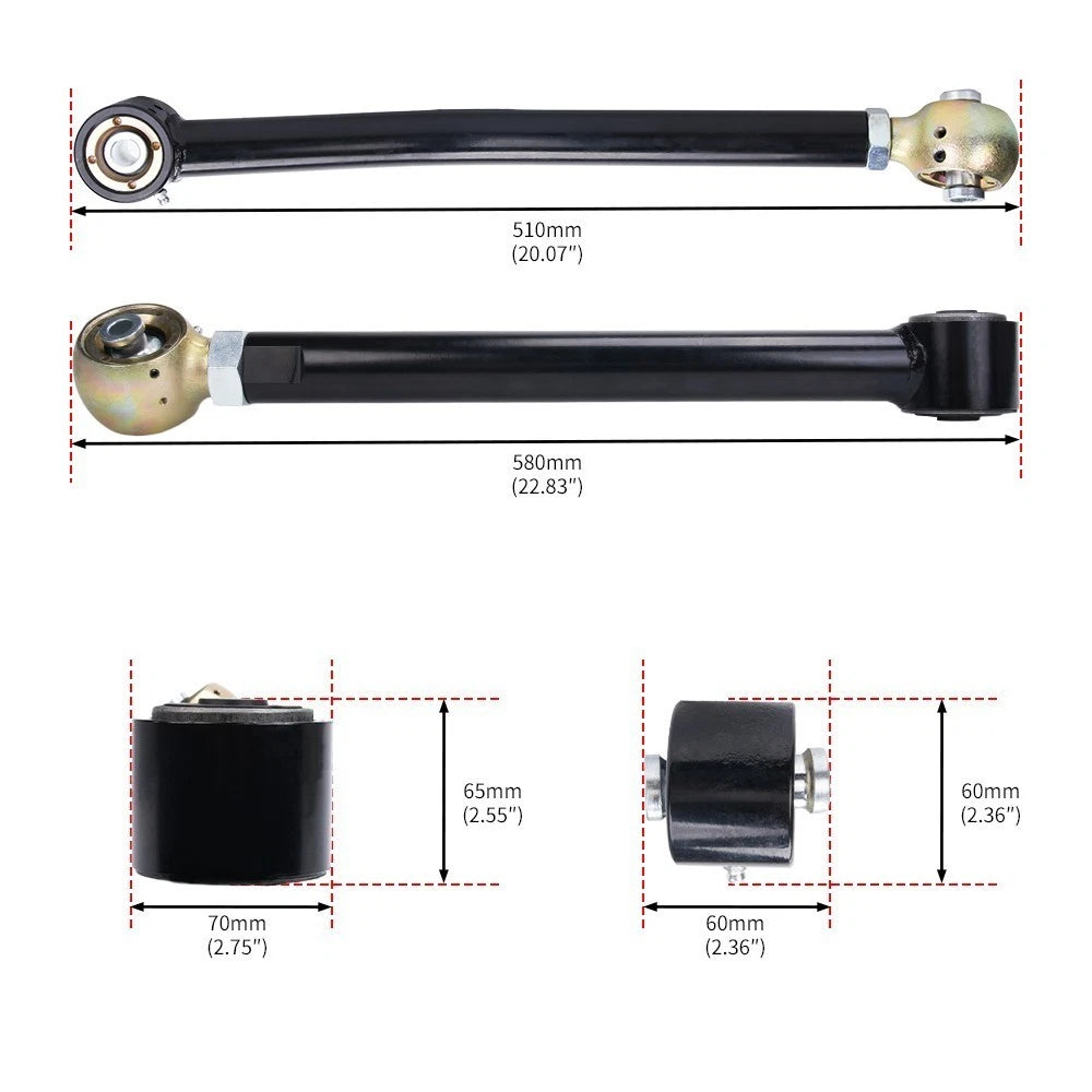 Set of 4 Adjustable Rear Upper & Lower Control Arms for Jeep Wrangler JK (2007–2018)