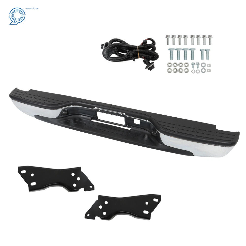 Chrome Rear Step Bumper for Chevy Silverado 1500 GMC Sierra 1500 (1999-2007)