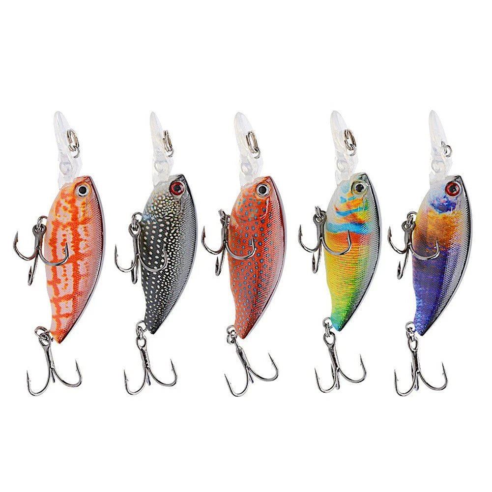 Set of 5 Floating Fishing Lures with Reinforcing Hook 10# 5.5g/6.5cm
