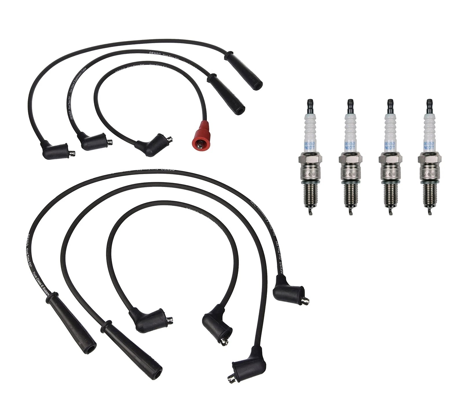 Denso 7mm Wire Set & 4 Platinum TT Spark Plugs for Chevy Suzuki Isuzu