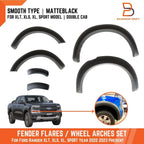 Matte Black Fender Flares for Ford Ranger 2022-2024 XLT XLS XL Sport