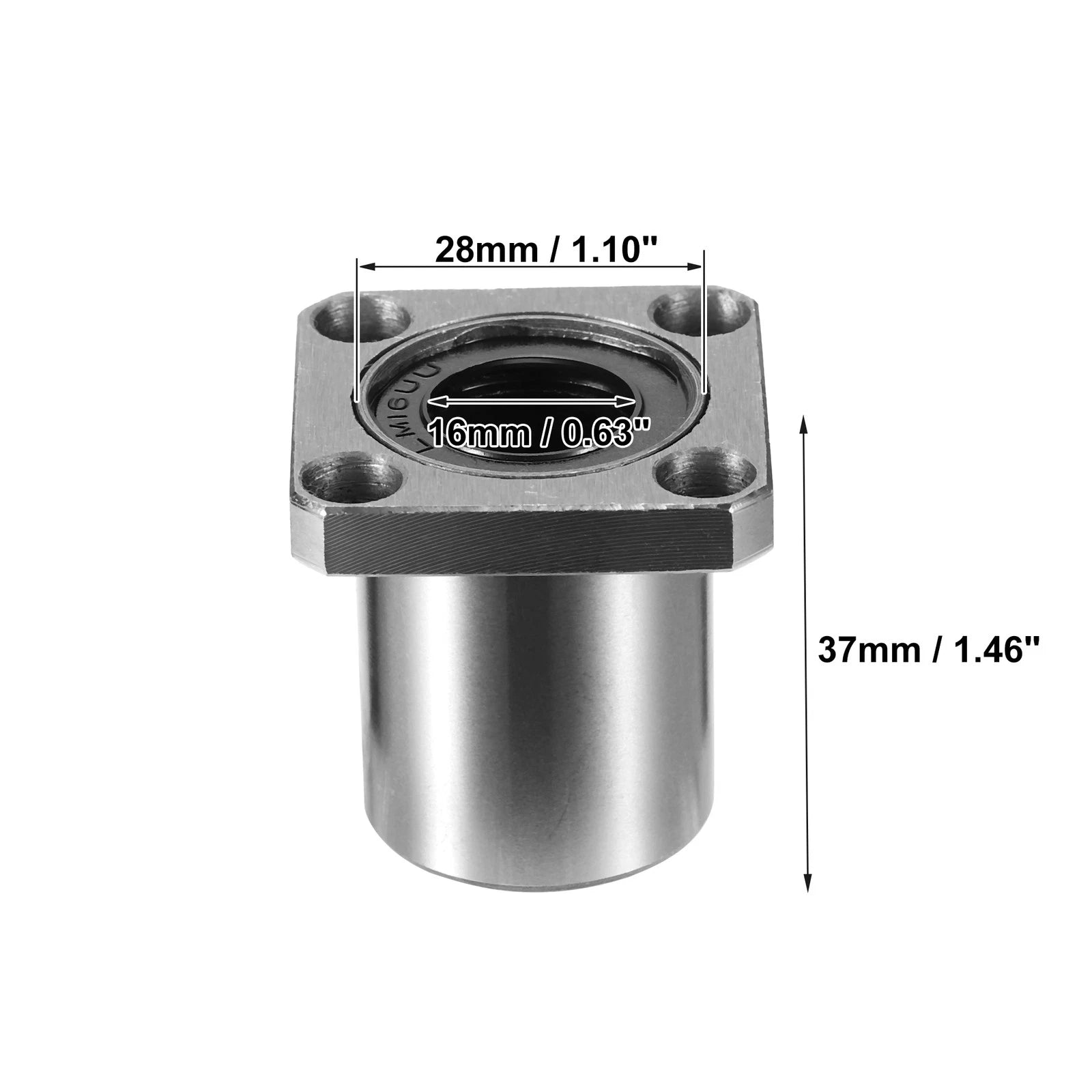 2pcs LMK16UU Linear Ball Bearings for Square Flange (16mm ID, 28mm OD)