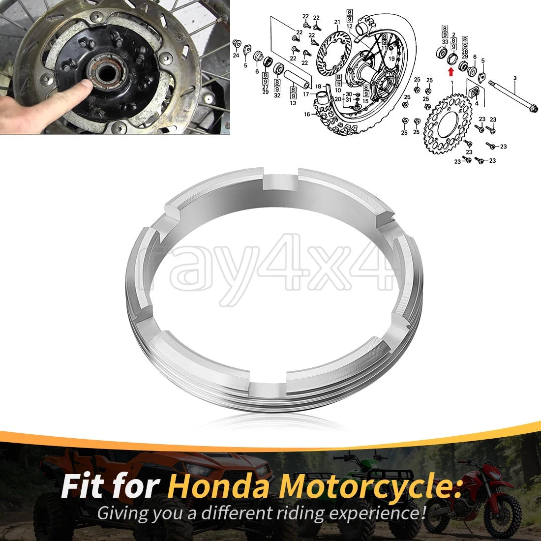 Rear Wheel Bearing Retainer for Honda CR125R/250R/500R (1984–2001) #41231-KZ4-000
