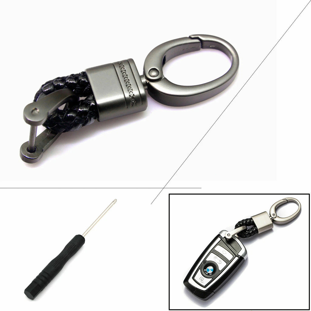 Genuine Leather Universal Key Remote Ring Strap Keychain Holder for Gun Metal (—)