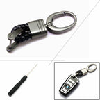 Genuine Leather Universal Key Remote Ring Strap Keychain Holder for Gun Metal (—)