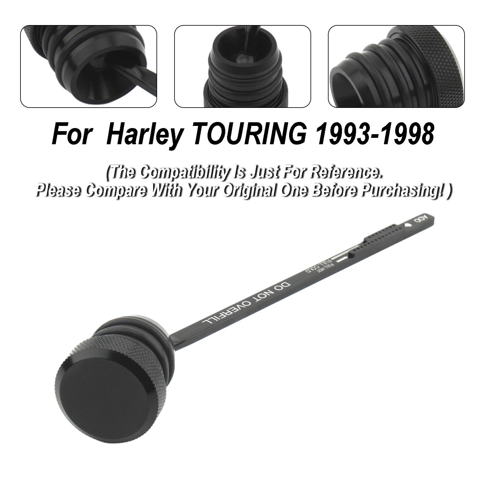 Oil Dipstick Tank Cap Plug 0710-0002 for Harley Touring FLHT FLHS FLTC (1993–1998)