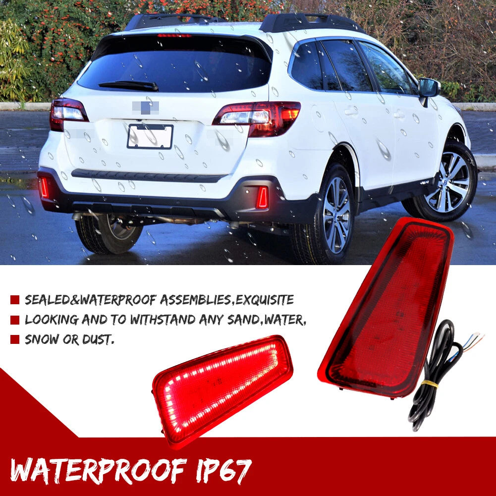 2X Rear Bumper Reflector Red LED Tail Lights for Subaru Outback (2015–2020)