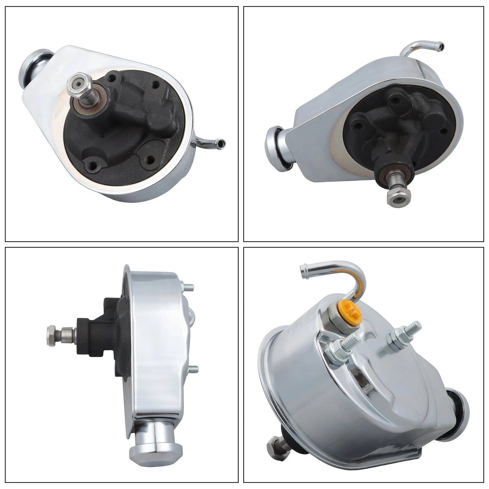 Chrome Power Steering Pump for Chevy Saginaw 5/8" Key Way (1965–1979)