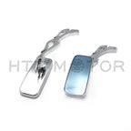 Chrome Racing Mirror for Honda Kawasaki Suzuki Yamaha (Rectangle Flame Stem)