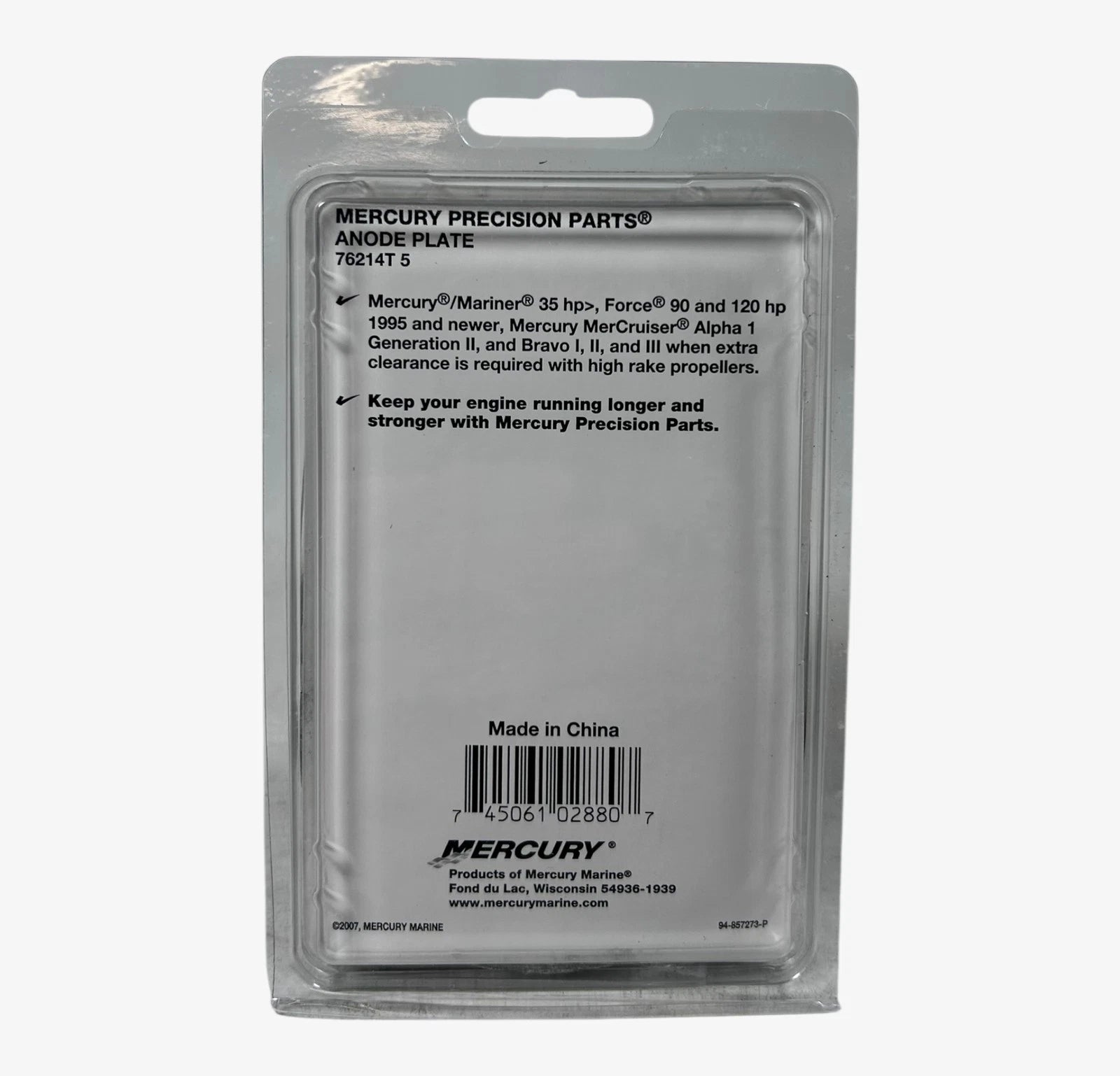 Aluminum Anode Plate for Mercury Mercruiser (76214T5)