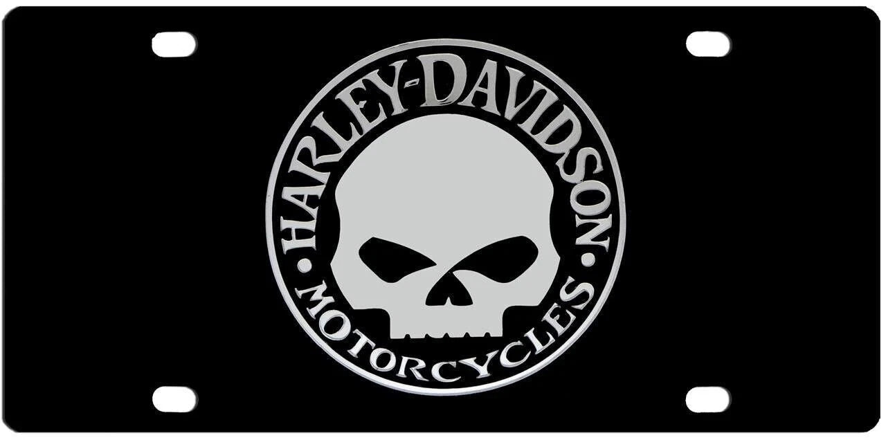 Willie G Skull Black Acrylic Laser Tag License Plate for Harley Davidson (2026)