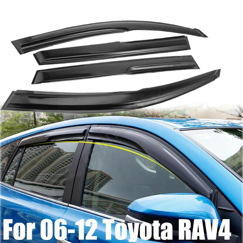 Set of 4 Window Visors for Toyota RAV4 (2006–2012) Black Acrylic