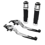 Silver Extendable Brake Clutch Lever Grip Set for Yamaha YZF R1 MT-09 (2015-2023)
