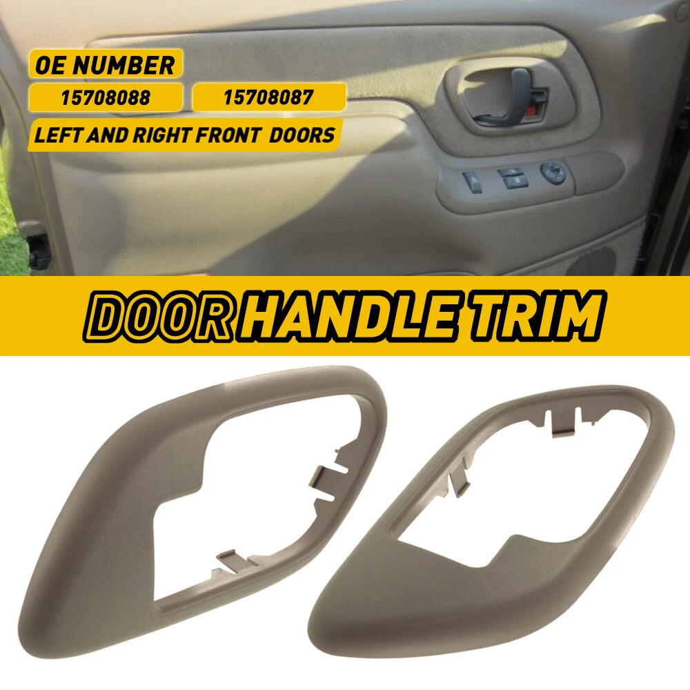 Set of 2 Interior Door Handle Trim Bezels for Chevy GMC Truck