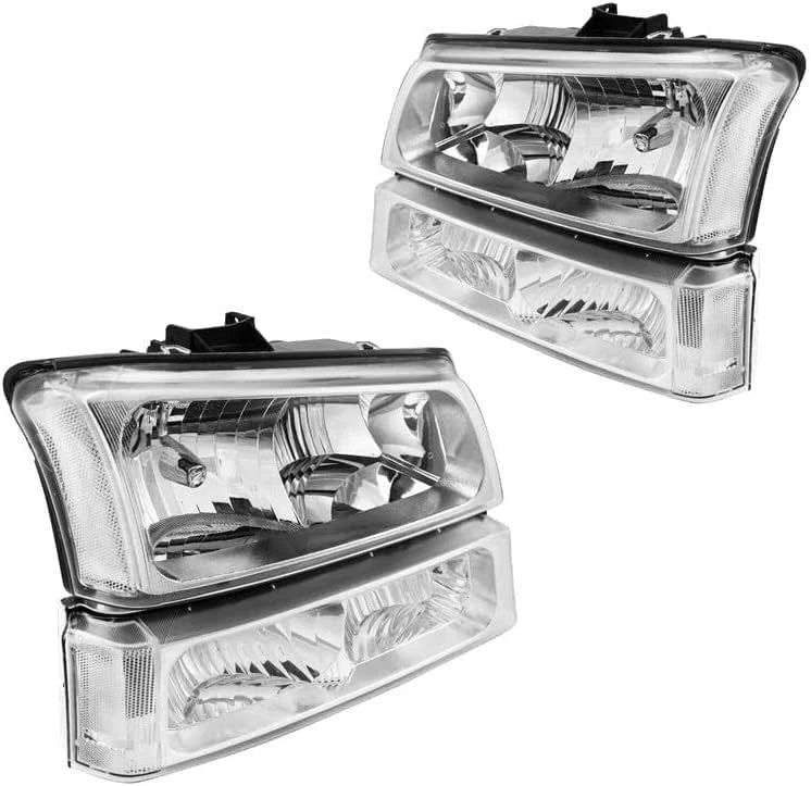 Headlight Turn Signal Assembly for 2003–2007 Chevy Silverado Halogen Chrome (w/Bulbs)