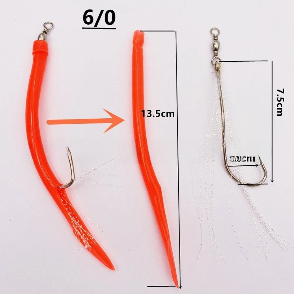 Stainless Steel Eel Hook Lure with Latex Tube for Saltwater Fishing