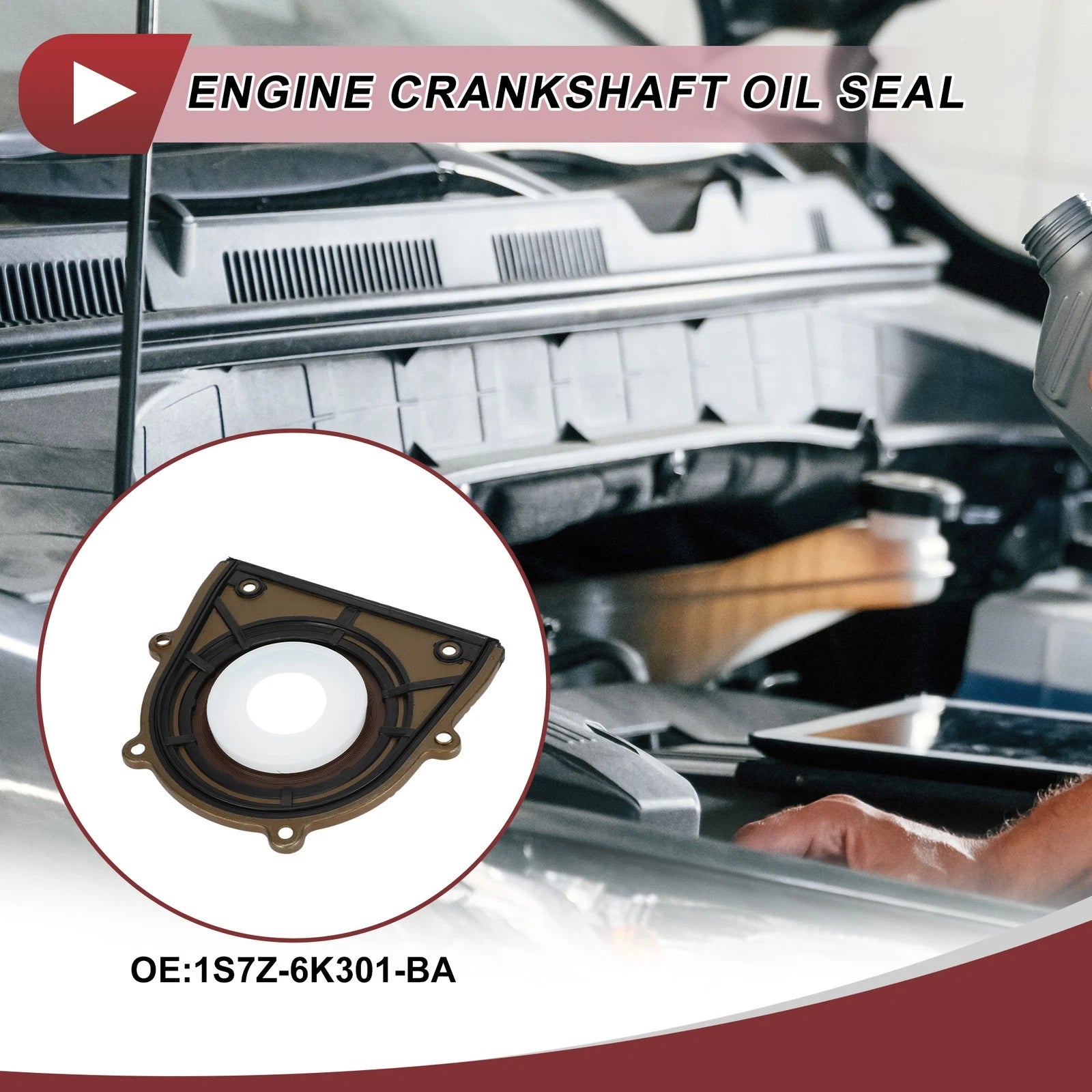 1Pc Crankshaft Oil Seal with Flange for Ford Escape, Mustang (2001–2019) No. 1S7Z-6K301-BA