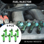 Set of 6 Fuel Injectors for Mitsubishi Montero (1997–2003) MD332733 Green