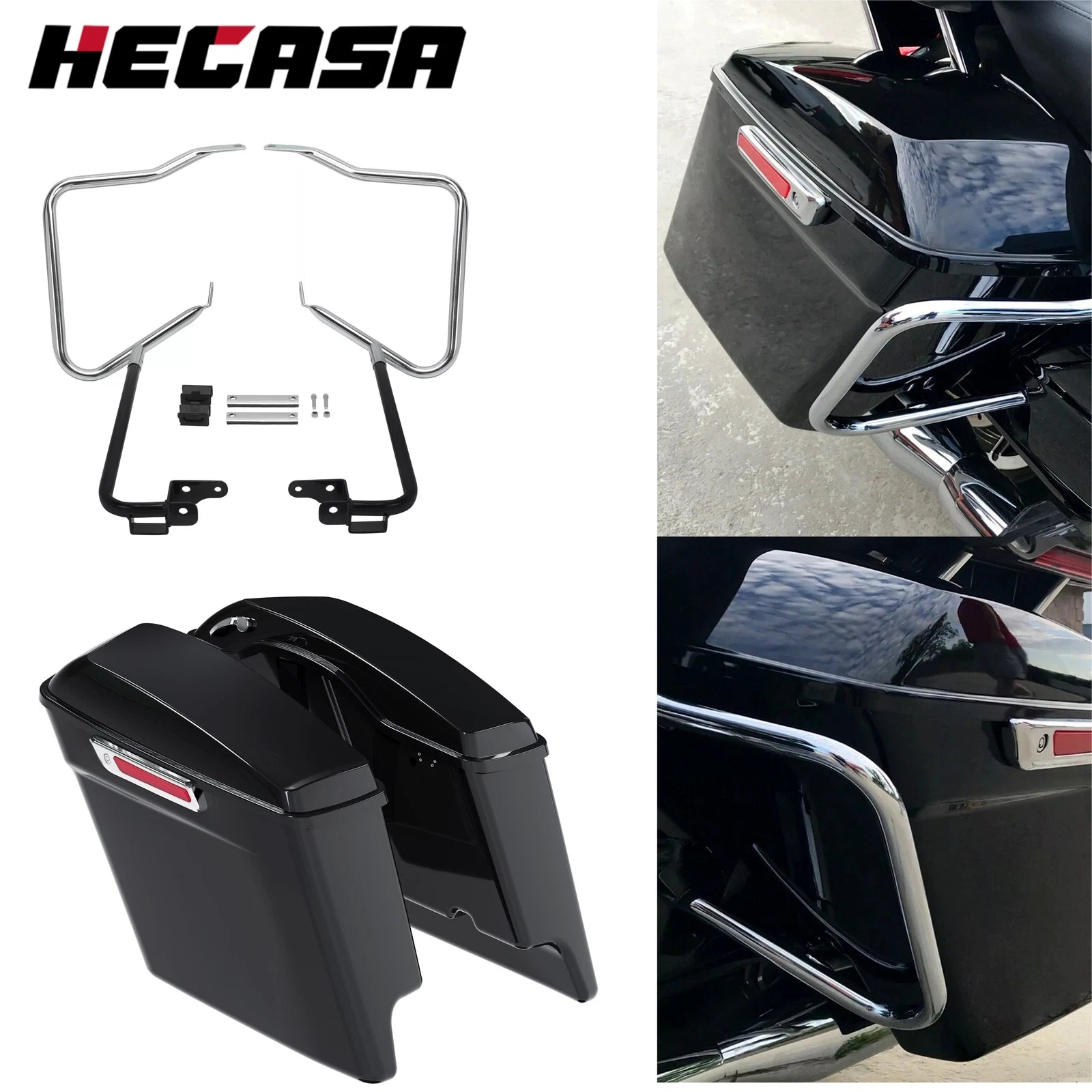 Stretched Saddle Bag Bracket Guard Bar for Harley Touring (2014–2024)