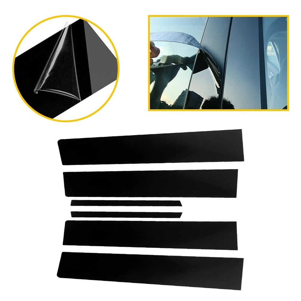 Set of 6 Piano Black Pillar Trim Door Covers for Toyota Corolla (2009–2013)