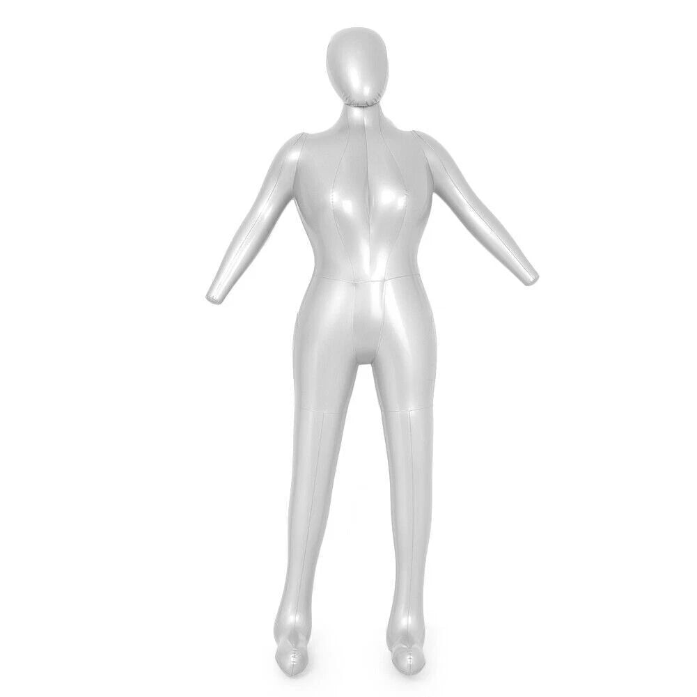 Inflatable Woman Whole Body Mannequin Fashion Dummy Torso Model Silver