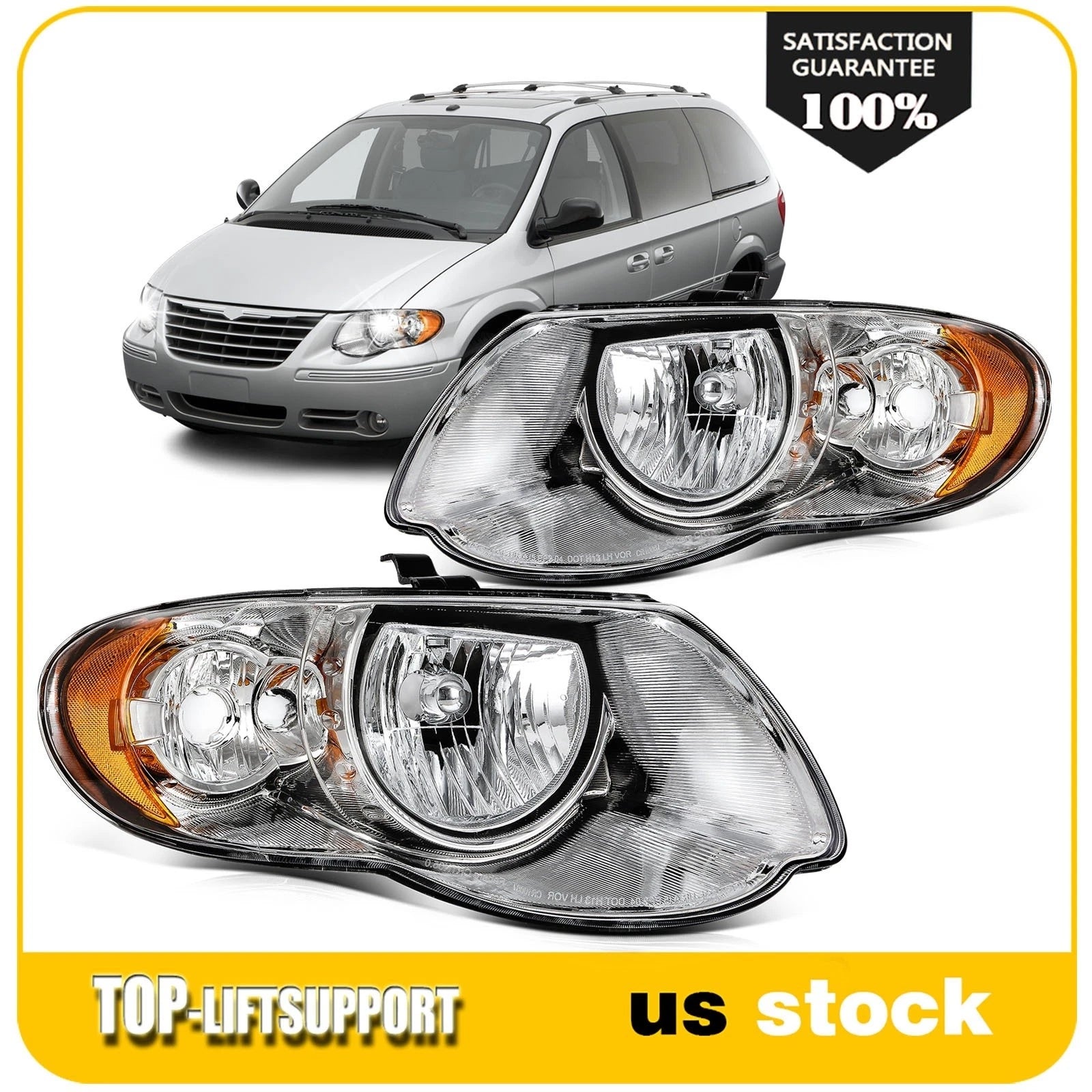 2Pcs Headlight for Chrysler Town & Country (2005–2007)